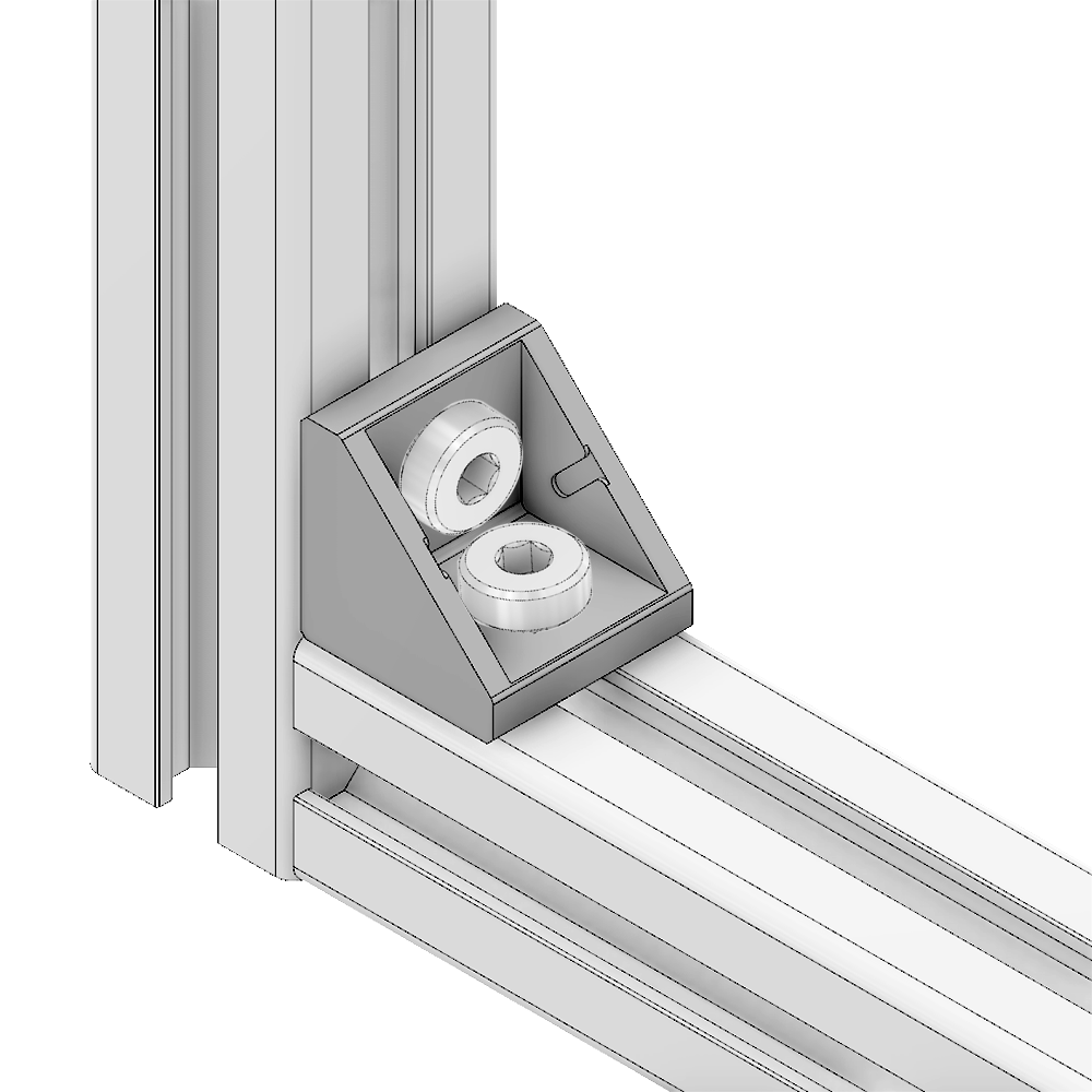 40-140-3 MODULAR SOLUTIONS ALUMINUM GUSSET<BR>30 SERIES 30MM X 30MM ANGLE W/HARDWARE